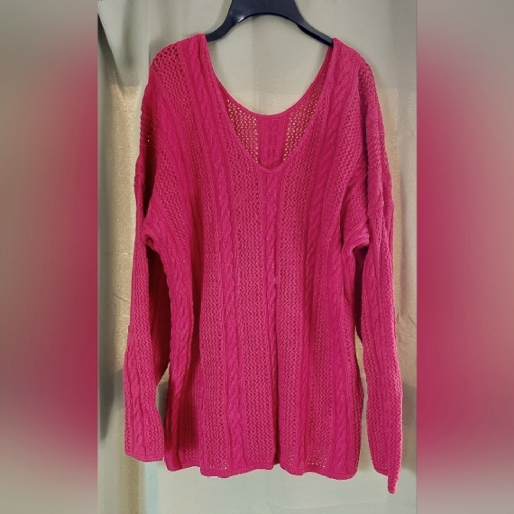 Vintage 90s Cable Knit V-Neck Sweater